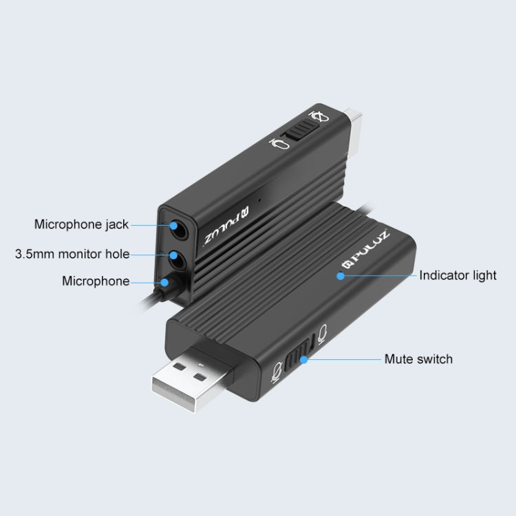 Microphone Lavalier có dây kẹp USB PULUZ, Microphone tụ điện yên tĩnh, dài 1.2m