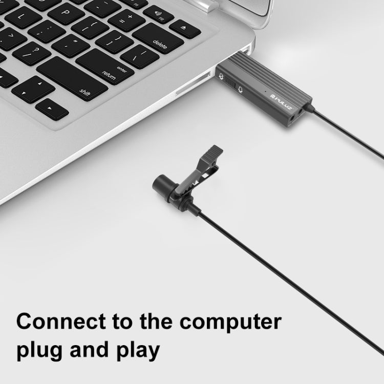 Microphone Lavalier có dây kẹp USB PULUZ, Microphone tụ điện yên tĩnh, dài 1.2m