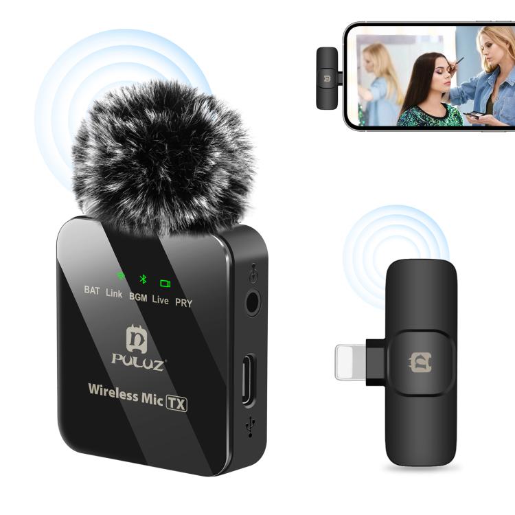 Microphone cài áo không dây PULUZ cho iPhone / iPad, bộ thu 8 chân, 1 TX + 1 RX 8 chân