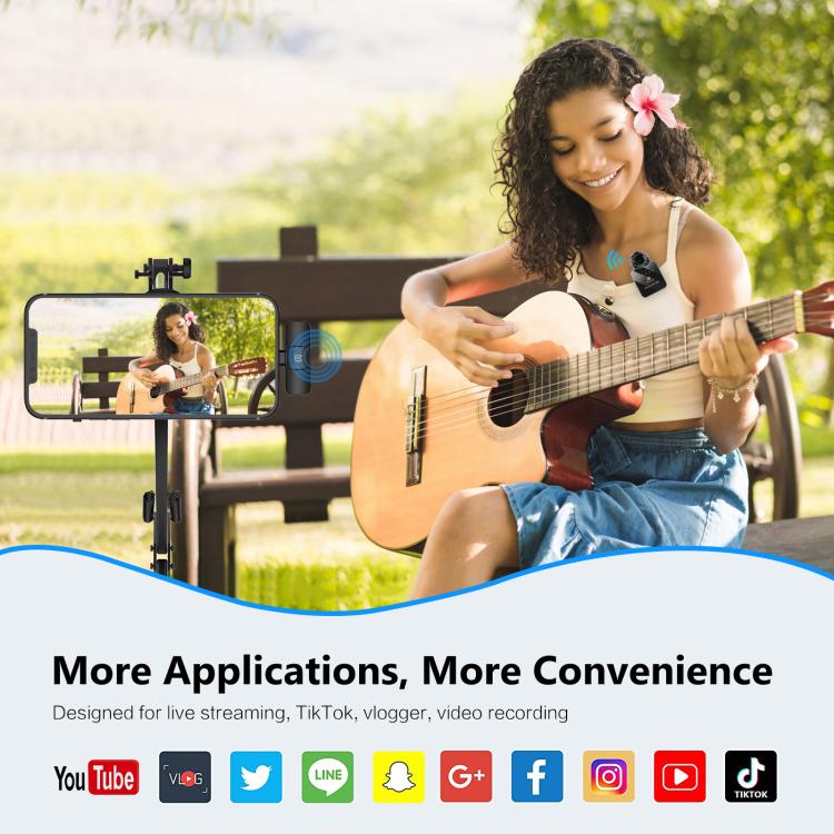 Microphone cài áo không dây PULUZ cho iPhone / iPad, bộ thu 8 chân, 1 TX + 1 RX 8 chân