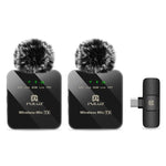 Microphone cài áo không dây PULUZ cho điện thoại Type-C, bộ thu Type-C và micro đôi, 2 TX + 1 RX Type-C