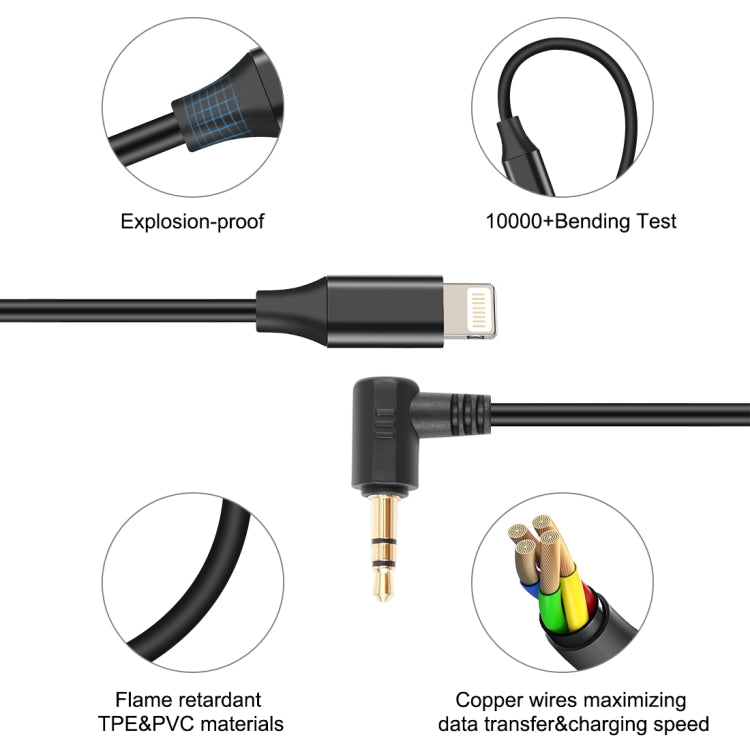 Cáp chuyển đổi âm thanh PULUZ 3.5mm TRS đầu đực sang 8 chân đực cho micro trực tiếp PU3153 / PU3154, 3.5mm sang 8 chân