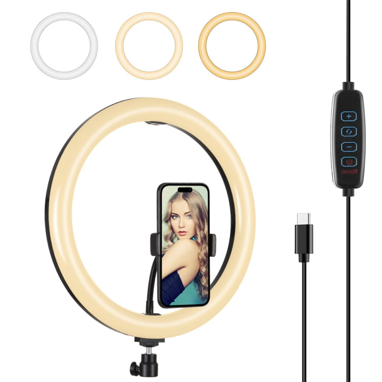 Đèn LED vòng cong khuếch tán 3 chế độ, 2 nhiệt độ màu, 11.8 inch 30cm PULUZ PD20W Type-C, đèn vlog selfie chụp ảnh quay video kèm kẹp điện thoại, Type-C