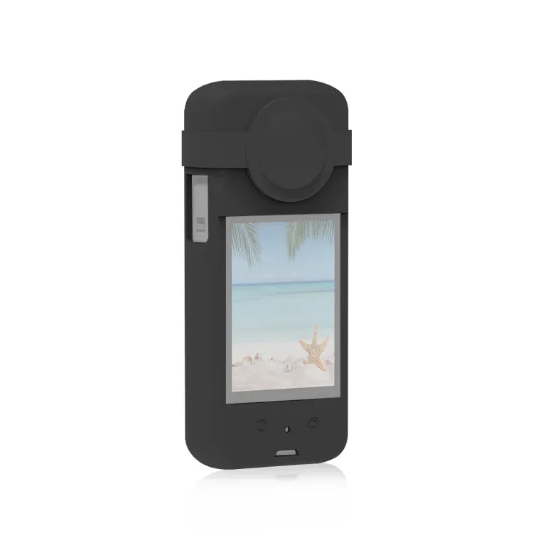 Ốp bảo vệ silicone PULUZ cho Insta360 X3 kèm nắp che ống kính, ốp silicone (Đen)
