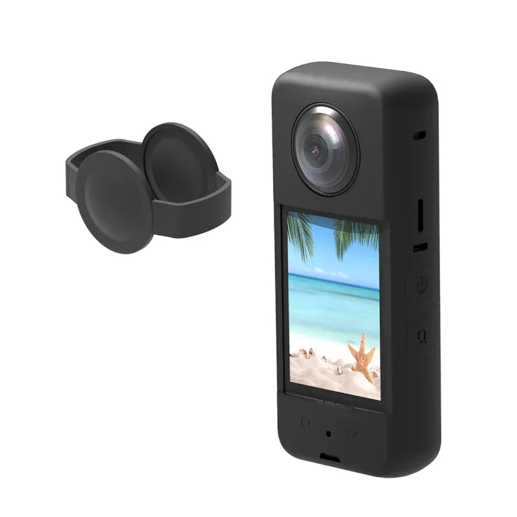 Ốp bảo vệ silicone PULUZ cho Insta360 X3 kèm nắp che ống kính, ốp silicone (Đen)