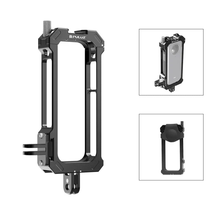 For Insta360 X3 PULUZ Metal Protective Cage Rig Housing Frame with Expand Cold Shoe Base & Tripod Adapter, Metal Cage US Stock, For Insta360 X3