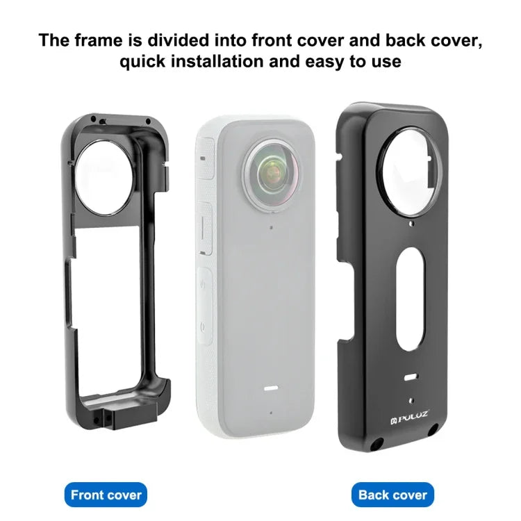 Khung bảo vệ kim loại PULUZ cho Insta360 X3 kèm bảo vệ ống kính, khung kim loại có bảo vệ ống kính