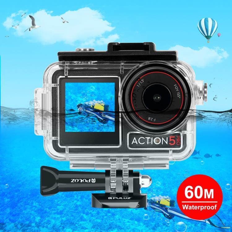 Vỏ chống nước lặn 60m PULUZ cho DJI Osmo Action 5 Pro / 3 / 4 kèm Cold Shoe & khóa gắn cơ bản & ốc vít, Vỏ chống nước cho DJI Osmo Action 3 / 4