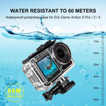 Vỏ chống nước lặn 60m PULUZ cho DJI Osmo Action 5 Pro / 3 / 4 kèm Cold Shoe & khóa gắn cơ bản & ốc vít, Vỏ chống nước cho DJI Osmo Action 3 / 4