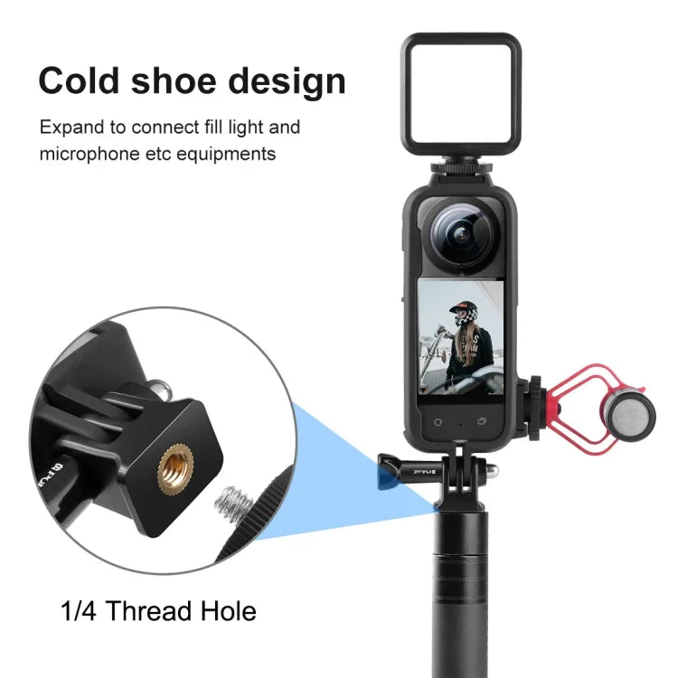 Khung bảo vệ giày lạnh PC nhựa PULUZ cho Insta360 X3 kèm adapter gắn và ốc vít, khung PC