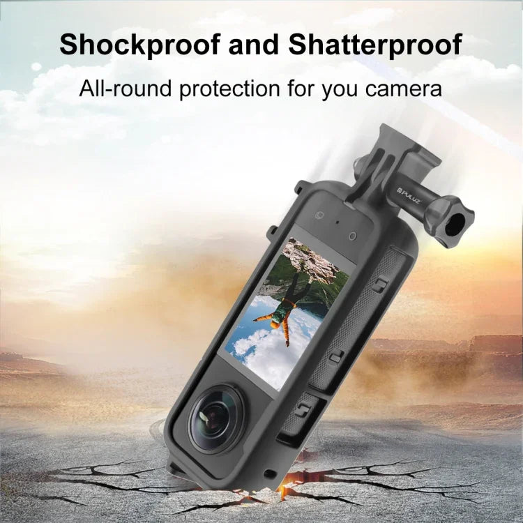 Khung bảo vệ giày lạnh PC nhựa PULUZ cho Insta360 X3 kèm adapter gắn và ốc vít, khung PC