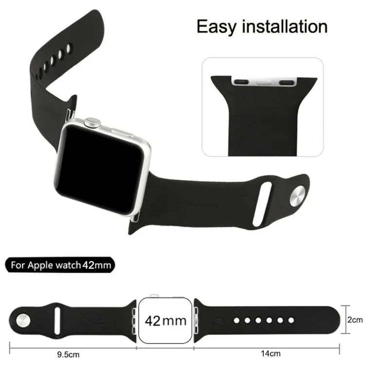 Dây đồng hồ thể thao cao su hiệu suất cao dài hơn cho Apple Watch Sport 42mm với khóa ghim và gập