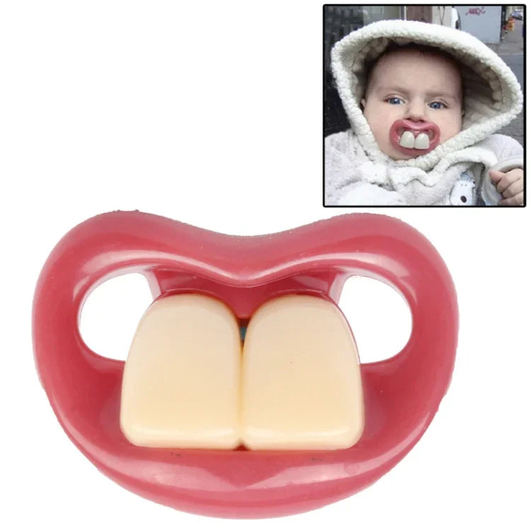Ty silicone an toàn hình hai chiếc răng cửa hài hước cho bé, ty cho bé hài hước
