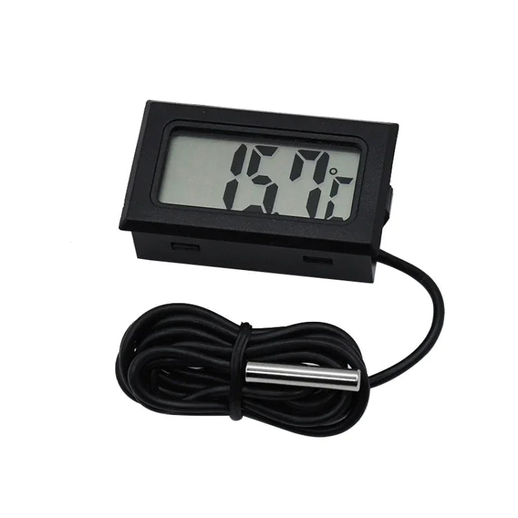Nhiệt kế kỹ thuật số LCD mini cho tủ lạnh ngăn đá, kích thước lắp đặt 46mm x 26.6mm, chiều dài cáp 1m, PT-2