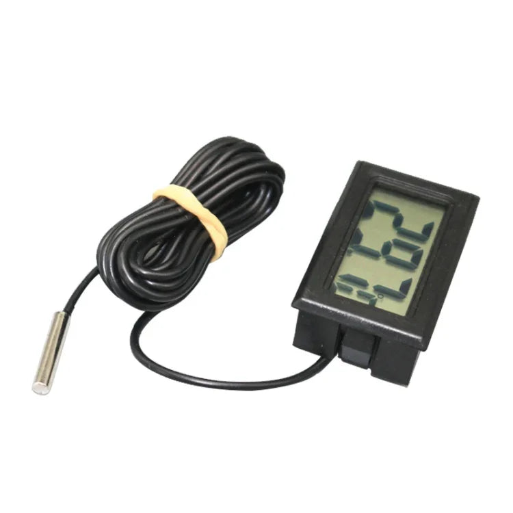 Nhiệt kế kỹ thuật số LCD mini cho tủ lạnh ngăn đá, kích thước lắp đặt 46mm x 26.6mm, chiều dài cáp 1m, PT-2