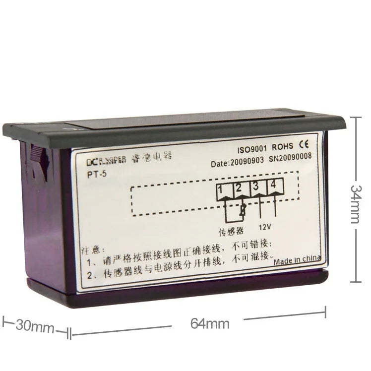 Nhiệt Kế Đo Nhiệt Độ Tủ Lạnh PT-5 Màn Hình LCD Kỹ Thuật Số, Phạm Vi Nhiệt Độ: -40 đến 110 Độ C