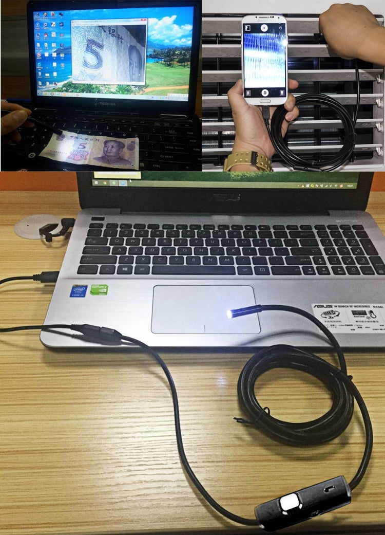 Camera nội soi ống rắn Micro USB chống nước với 6 đèn LED cho điện thoại Android OTG, chiều dài: 1m, đường kính ống kính: 7mm, 7mm
