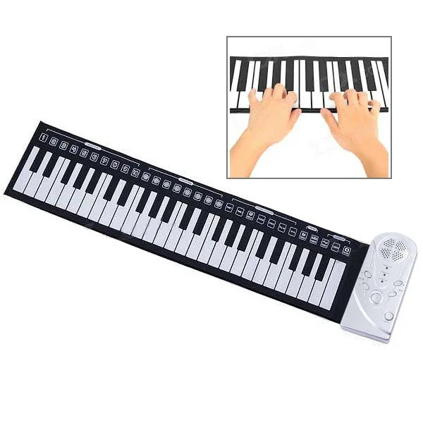 Bàn phím piano mềm cuộn lên 49 phím di động, 49 phím tiêu chuẩn Màu trắng