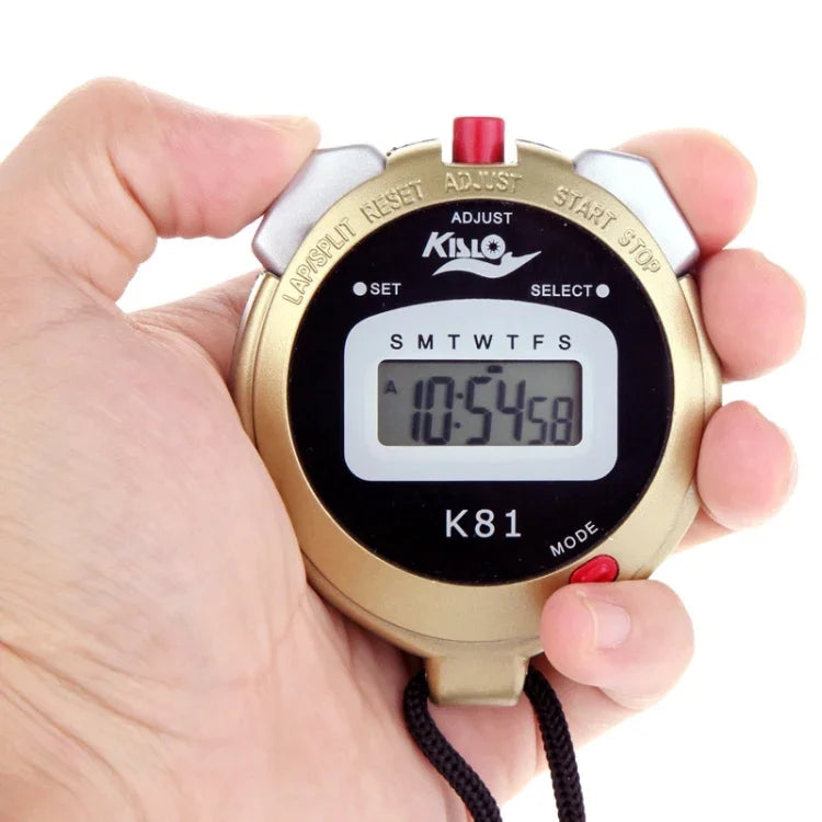 Đồng hồ bấm giờ KISLO K81 chuyên nghiệp, đồng hồ thể thao kỹ thuật số LCD cầm tay có dây đeo, K81