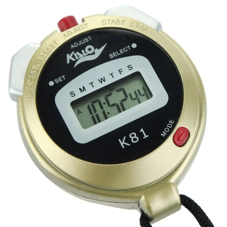 Đồng hồ bấm giờ KISLO K81 chuyên nghiệp, đồng hồ thể thao kỹ thuật số LCD cầm tay có dây đeo, K81