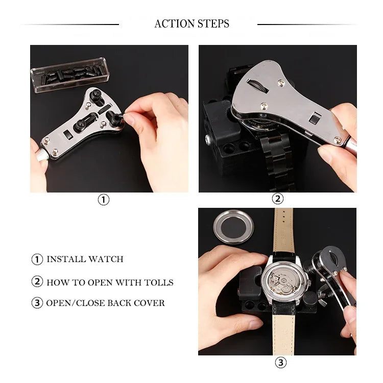 Bộ 20 dụng cụ sửa đồng hồ gồm tua vít và mở vỏ, 20 trong 1