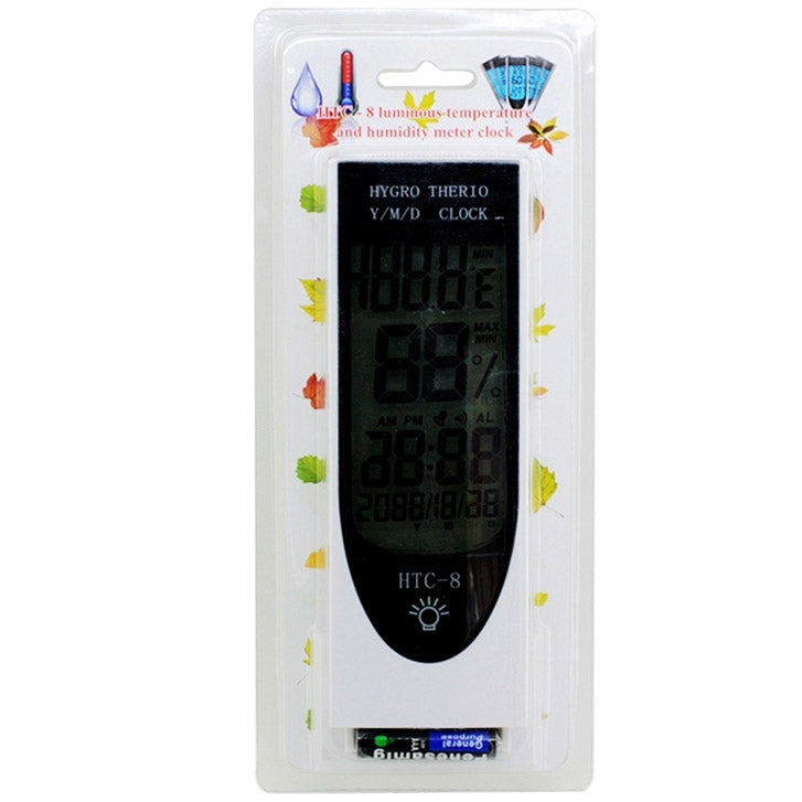 Đèn ngủ LCD kỹ thuật số LED HTC-8 có đồng hồ đo nhiệt độ, độ ẩm, đèn nền, báo động / ngày / giờ / lịch, HTC-8