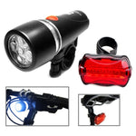 Đèn pha xe đạp chống nước 5 LED + đèn hậu an toàn, đèn pha xe đạp + đèn hậu an toàn