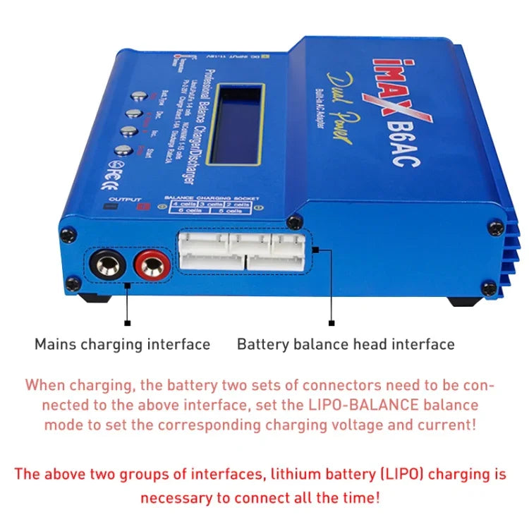 Bộ sạc cân bằng pin RC Lipo iMAX B6AC màn hình LCD 2.6 inch (100-240V / phích cắm EU), B6AC