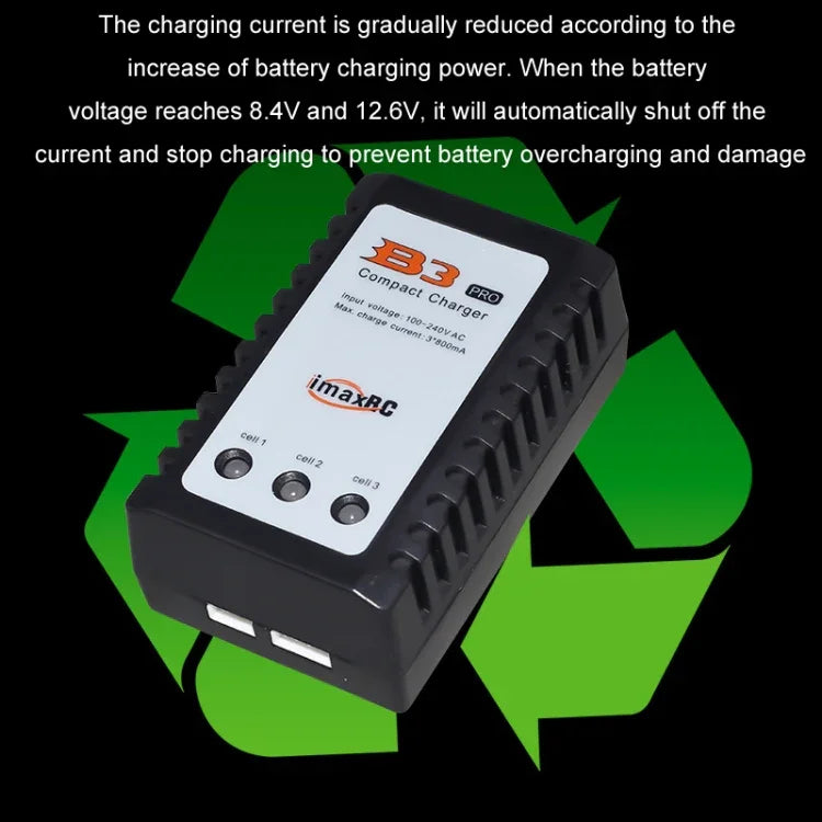 ImaxRC 7.4V/11.1V 2S/3S Model Aircraft Drone Lithium Battery Intelligent Balance Charger, EU Plug
