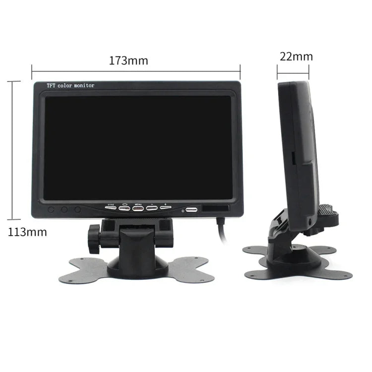 Màn hình xe hơi 7.0 inch / Màn hình camera giám sát với giá đỡ điều chỉnh góc & điều khiển từ xa, đầu vào video kép, 7.0 inch, đầu vào video kép