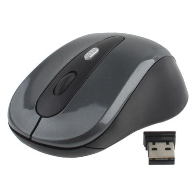 Chuột quang không dây 2.4GHz với đầu thu USB, cắm là dùng, khoảng cách làm việc lên đến 10 mét
