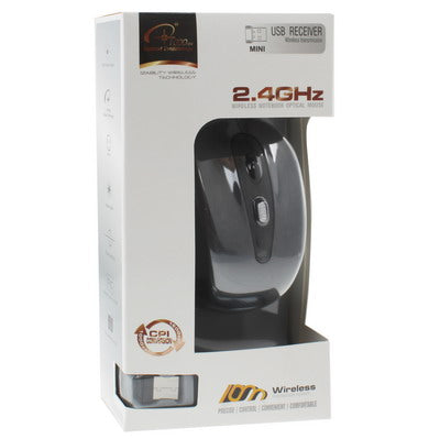 Chuột quang không dây 2.4GHz với đầu thu USB, cắm là dùng, khoảng cách làm việc lên đến 10 mét