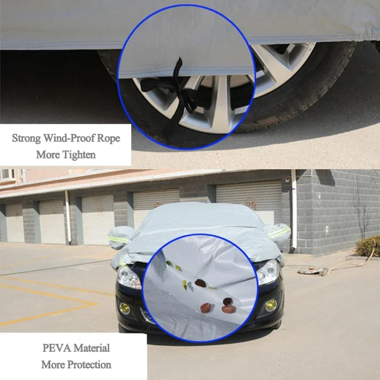 Bạt phủ xe hatchback PEVA chống bụi, chống nước, chống nắng có dải cảnh báo, phù hợp xe dài đến 4.5m (177 inch), 177 inch (XL)