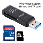 Đầu đọc thẻ USB 3.0 2 trong 1, tốc độ siêu nhanh 5Gbps, hỗ trợ thẻ SD / TF