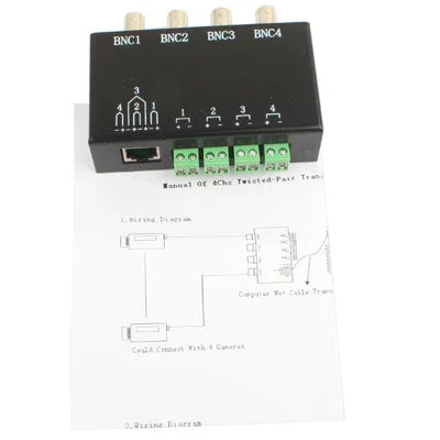 Bộ thu phát Balun video BNC sang UTP RJ45 thụ động 4 kênh, QC204