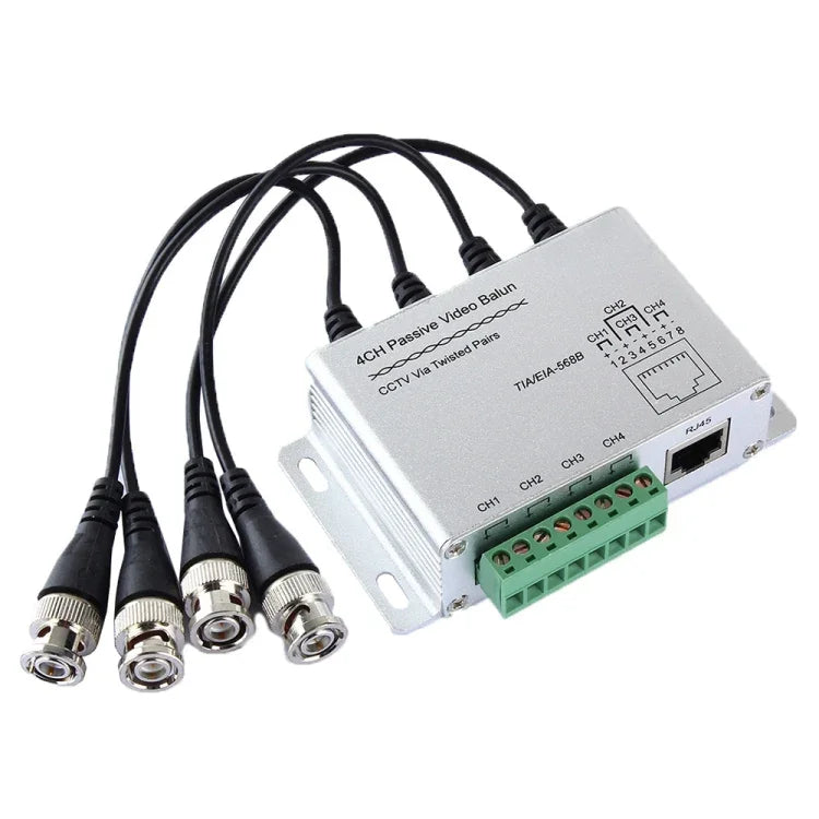 Balun video UTP thụ động 4 kênh, CCTV qua cáp xoắn đôi, 4 kênh UTP