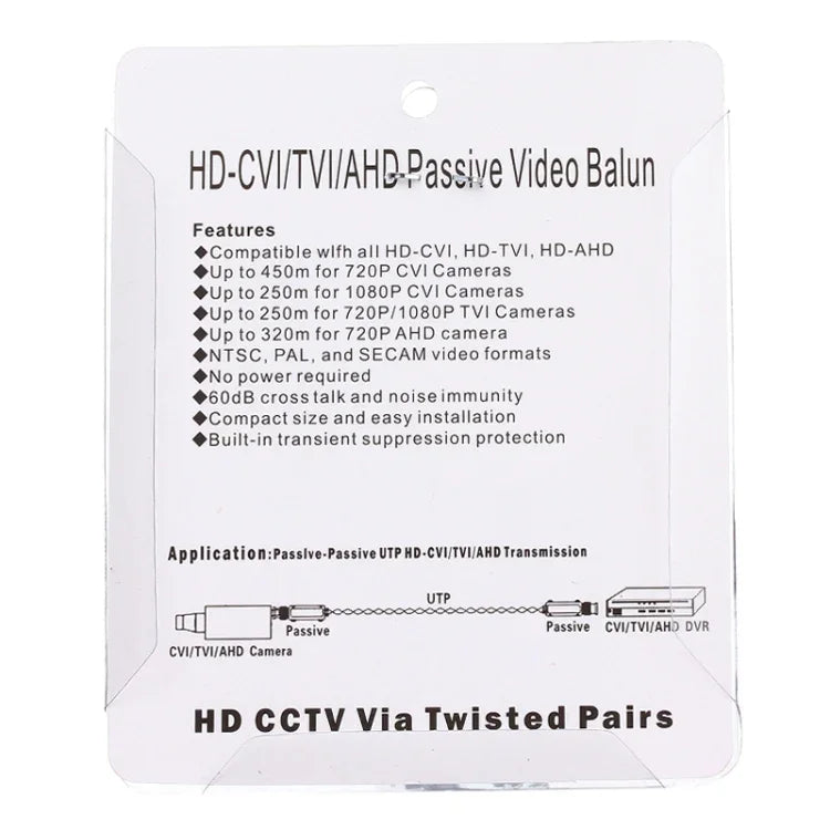 2 cái bộ chuyển đổi Balun video thụ động 1 kênh CVI/TVI/AHD 202C-HD, 202C-HD