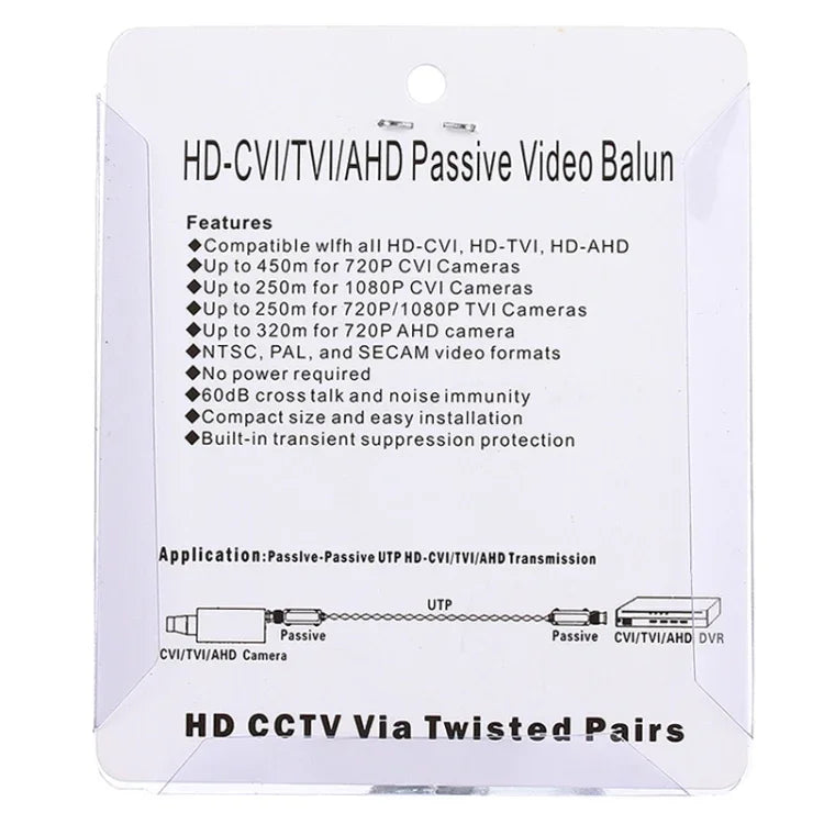 2 cái bộ thu phát video Balun thụ động 1 kênh HD 202P CVI/TVI/AHD, 202P
