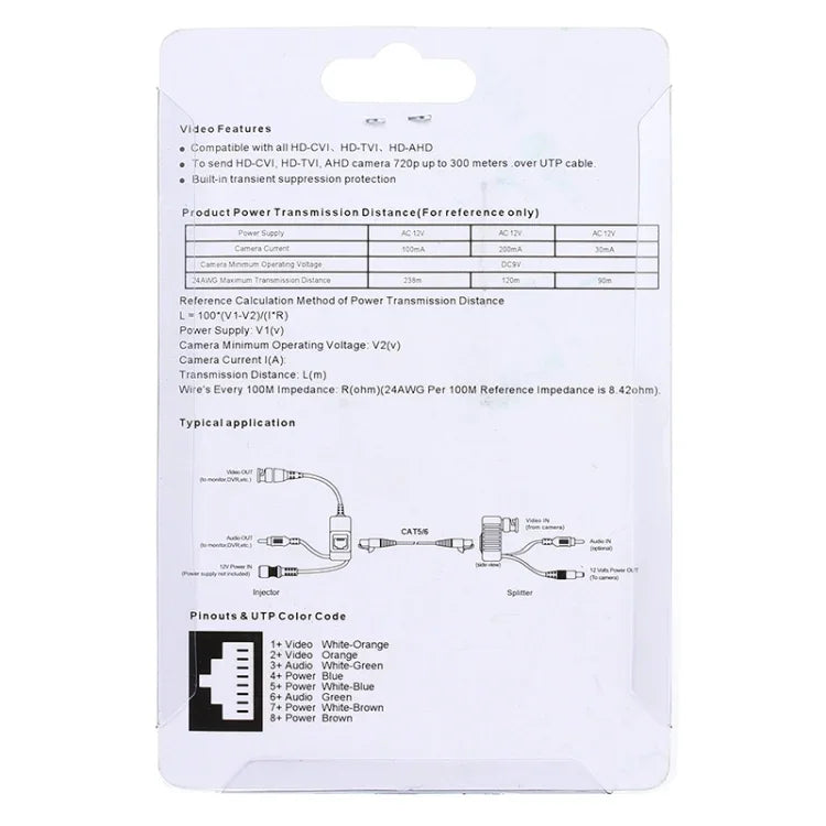 2 cái bộ thu phát Balun video âm thanh nguồn HD 213A CVI/TVI/AHD, 213A