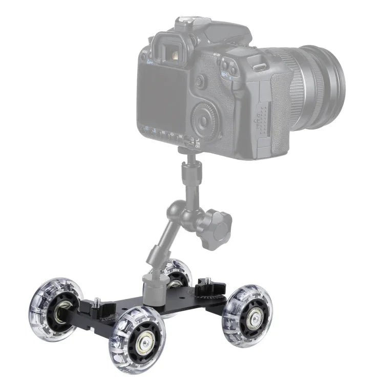 Xe đẩy ray trượt video bàn sàn cho máy ảnh DSLR, màu đen