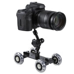 Xe đẩy ray trượt video bàn sàn cho máy ảnh DSLR, màu đen