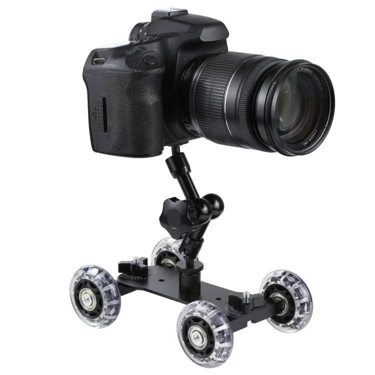 Xe đẩy ray trượt video bàn sàn cho máy ảnh DSLR, màu đen