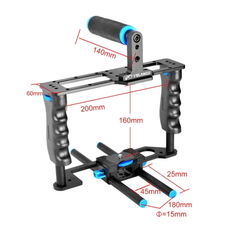 YELANGU YLG0107E-A Bộ Tay Cầm Lồng Bảo Vệ Ổn Định Cho Máy Ảnh DSLR