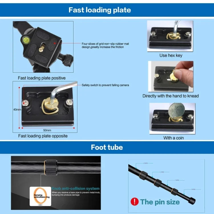 Chân máy ảnh du lịch chuyên nghiệp ZOMEI Z688 bằng hợp kim magie có thể mang theo, chân đơn với đầu bi cho máy ảnh kỹ thuật số, Z688