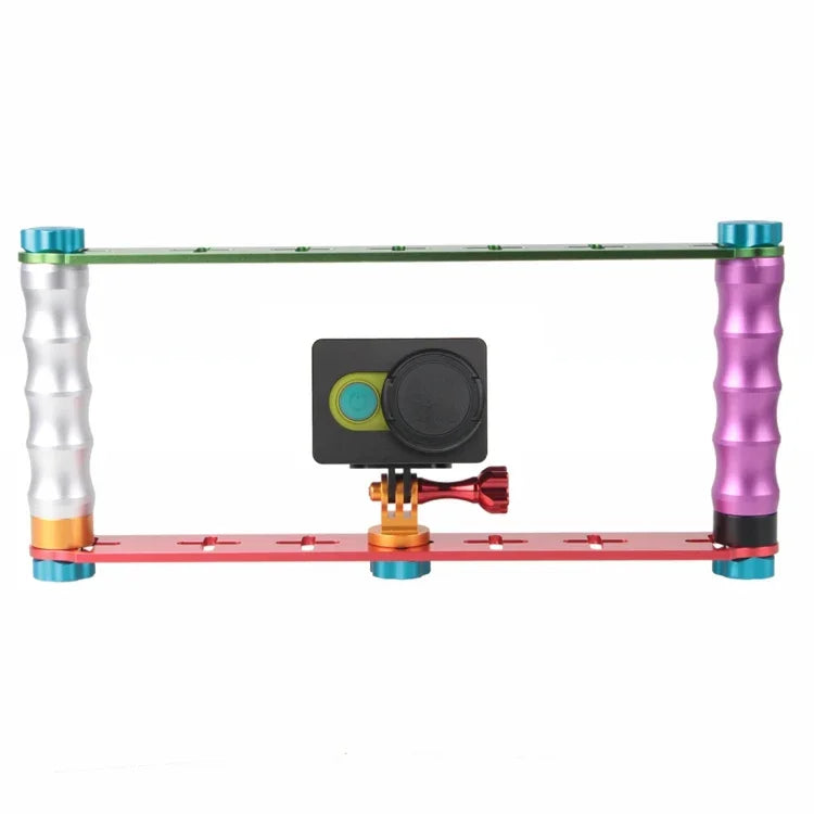 Giá đỡ tay cầm kép bằng nhôm cho camera thể thao PULUZ, kẹp linh hoạt Jaws cho GoPro, Insta360, DJI và các camera hành động khác, tay cầm kép