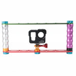 Giá đỡ tay cầm kép bằng nhôm cho camera thể thao PULUZ, kẹp linh hoạt Jaws cho GoPro, Insta360, DJI và các camera hành động khác, tay cầm kép