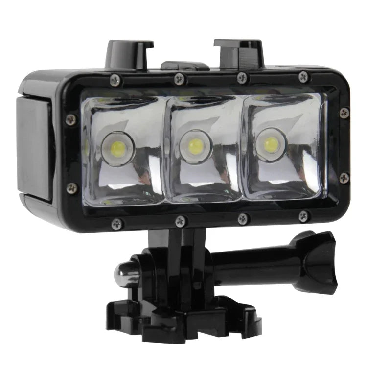 Đèn video chống nước 30M với 3 chế độ đèn pin kèm chân đế và ốc vít cho GoPro, Insta360, DJI và các máy quay hành động khác, chống nước 30M