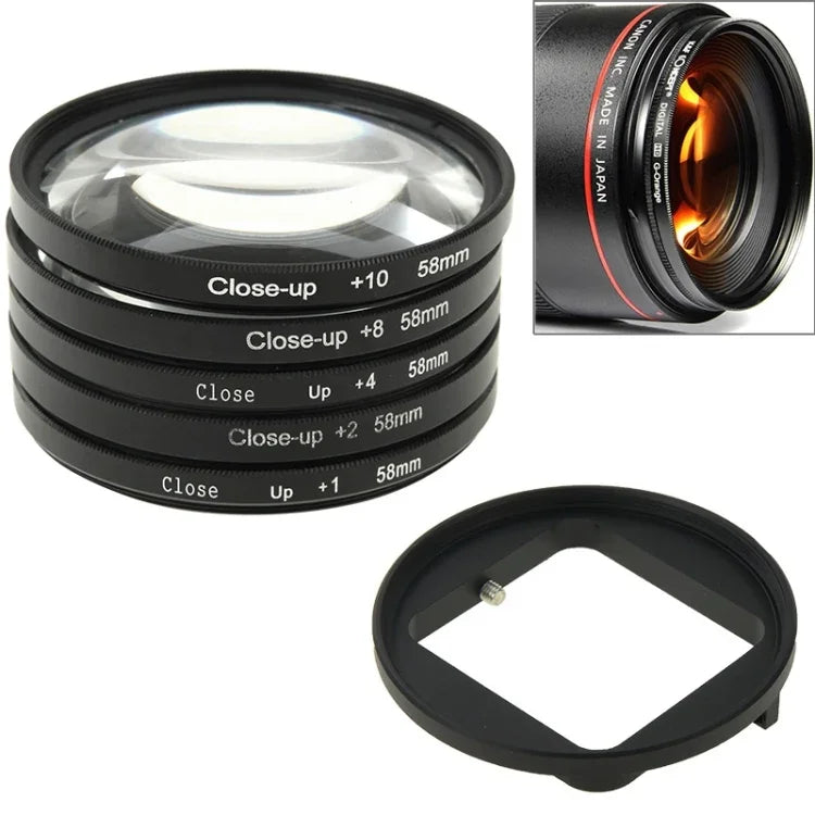 Bộ lọc ống kính cận cảnh 6 trong 1 58mm + vòng chuyển đổi bộ lọc cho GoPro HERO3, 6 trong 1 58mm