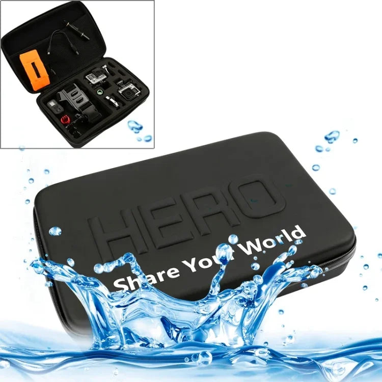 Hộp đựng du lịch chống sốc, chống nước cho GoPro, Insta360, DJI và phụ kiện camera hành động khác, Kích thước: 32cm x 22cm x 7cm