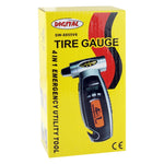 4 in 1 (Digital Tire Gauge + Flashlight + Emergency Hammer + Emergency Seat Belt Cutter) Emergency Utility Tool, 4 in 1